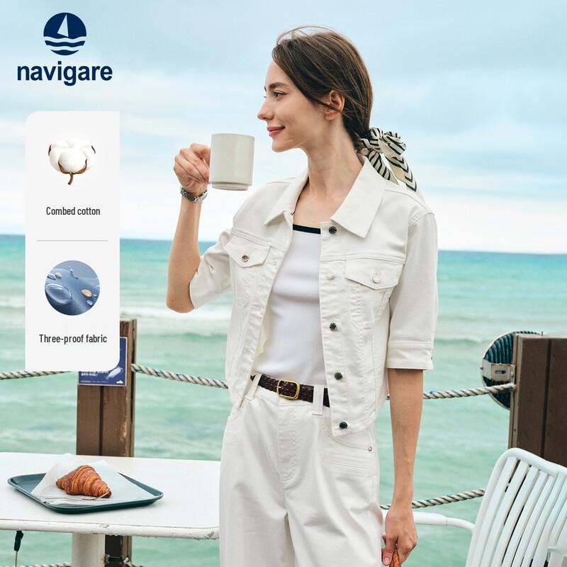 Navigare Women s Slim-Fit Short-Sleeve Denim Jacket L