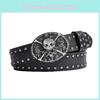 Punk Skull Leather Belt For Men With Metal Snap Closure For Casual Streetwear