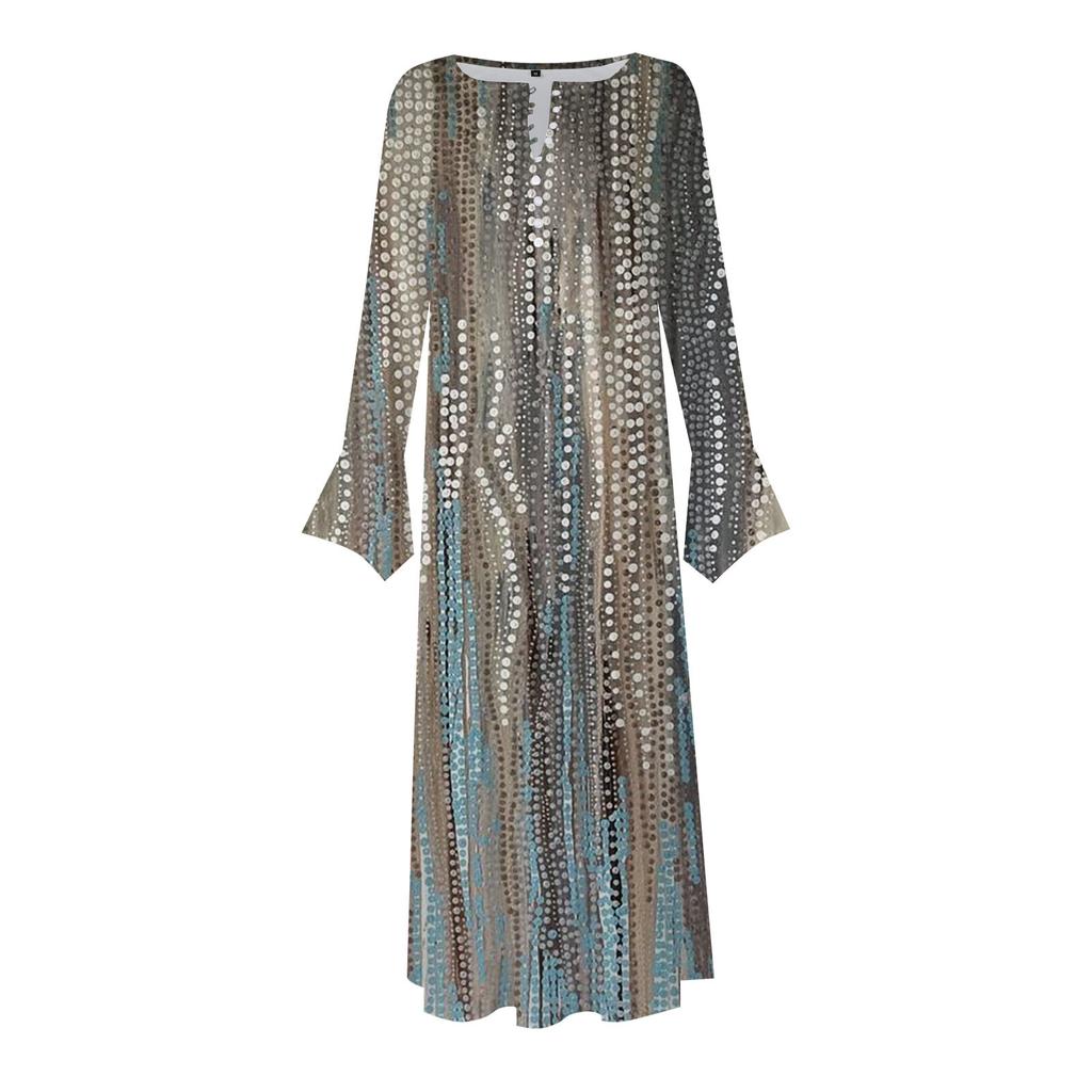 Mote Dame Casual Mote Ensfarget Lomme V-hals Genser Langermet Kjole