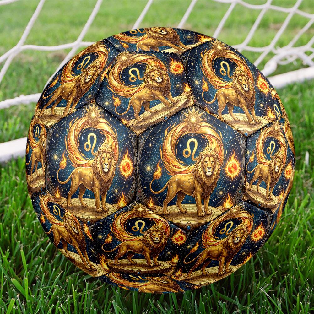 1pc Lion Zodiac Symbolism Theme Soccer Ball Football, Size 5, Lightweight PVC, Durable Outdoor Training Soccer Ball, Gift m61449