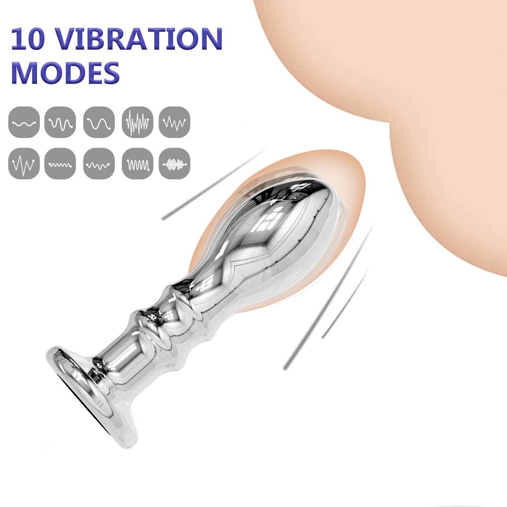 10 Frequency Vibration Charging Butt Plug Prostate Massage Vibrator Stainless Steel Anal Vibrators Adults Sex Toy For Men Women