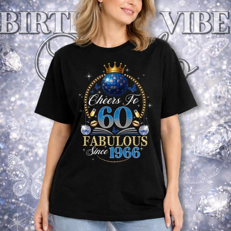 Custom 60th Birthday Trending Shirt For Wounisex Cheers To 60 Since 1966 Gift Personalized Graphic Tshirts Regular Short Sleeve