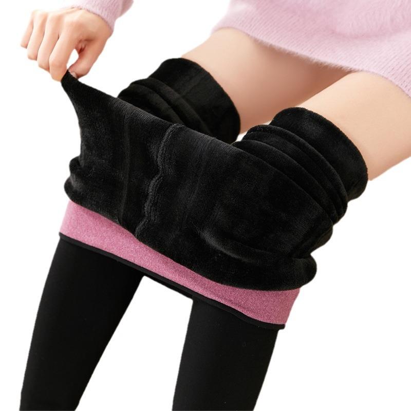 Winter Fleece Thickened Lamb Fleece Leggings Women's Outer Wear Warm Extra Thick Integrated Pants Long Tube Bare Leg Stockings Warm