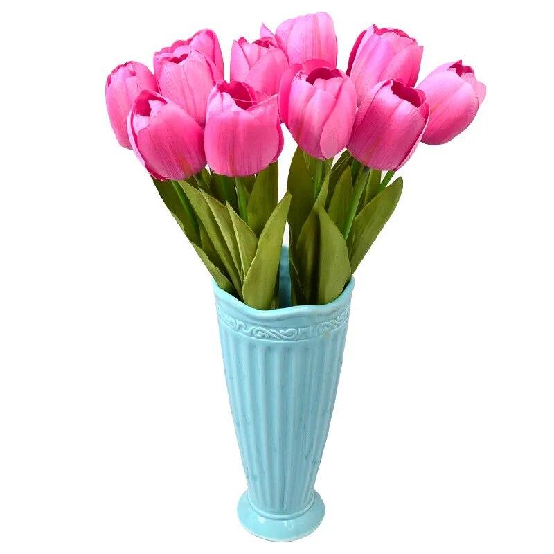 10 stücke Rosa PU Tulpe Simulation Touch Tulpe Hause Dekoration Dekoration Dekoration Dekoration Hochzeit Fotografie Requisiten Künstliche