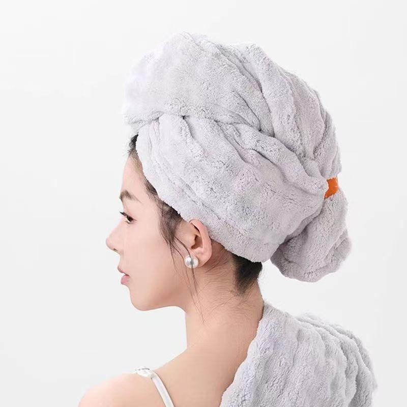 

Coral Fleece Hair Drying Cap - Soft, Quick-Drying, Thickened Head Wrap for Long Hair with Tie Strap 28*75 cm