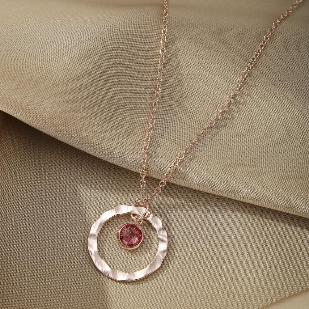 Stylish Gold And Sea Blue Glass Drop Necklace With Chic Circular And Ring Elements For Women