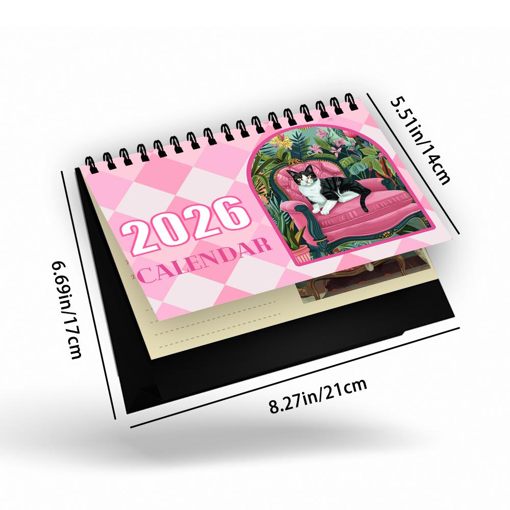 

1pc 2026 Calendar, Cat on the Sofa Theme, 12 Beautiful Designs,Desk Calendar,Perfect Gift for Birthdays,Christmas, New Year