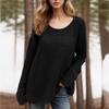 Women's Fashion Loose Lazy Style Round Neck Solid Color Long Sleeve Knitted Sweater