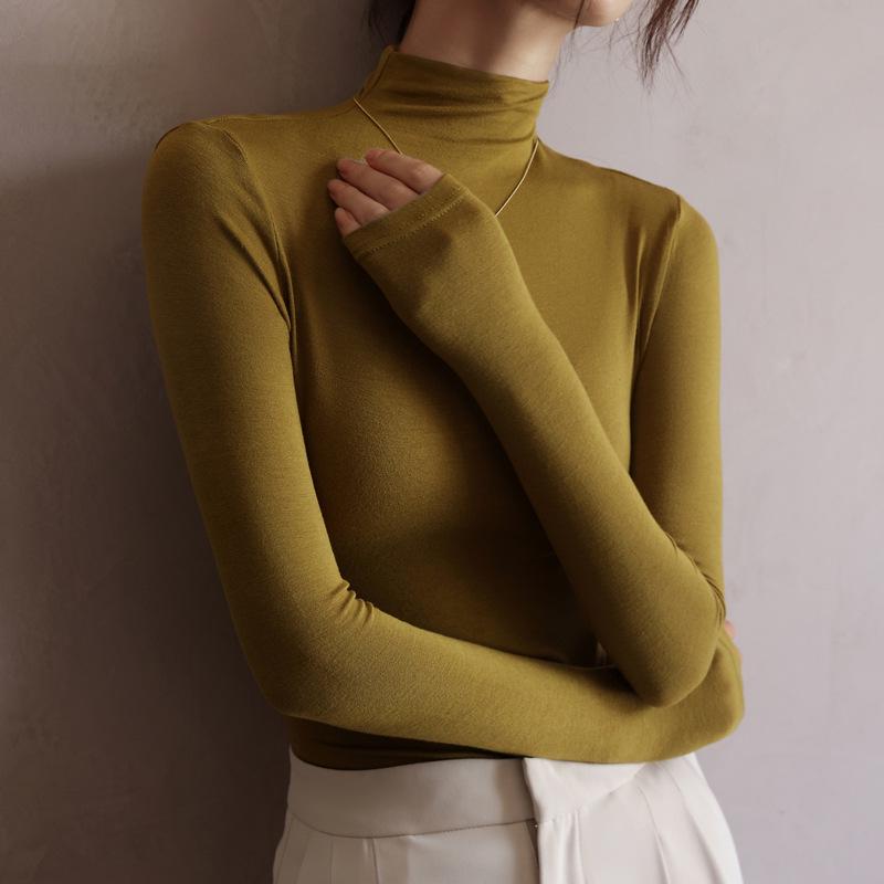 Versatile Mock Neck Long Sleeve Base Layer Shirt for Women - Slim Fit, Wear Alone or As Innerwear