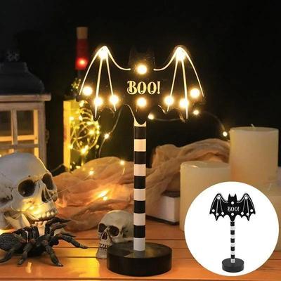 Halloween LED Pumpkin Ghost Skull Light Halloween Wooden Light Ornament Ghost Festival Decorative Lamp for Party Decor