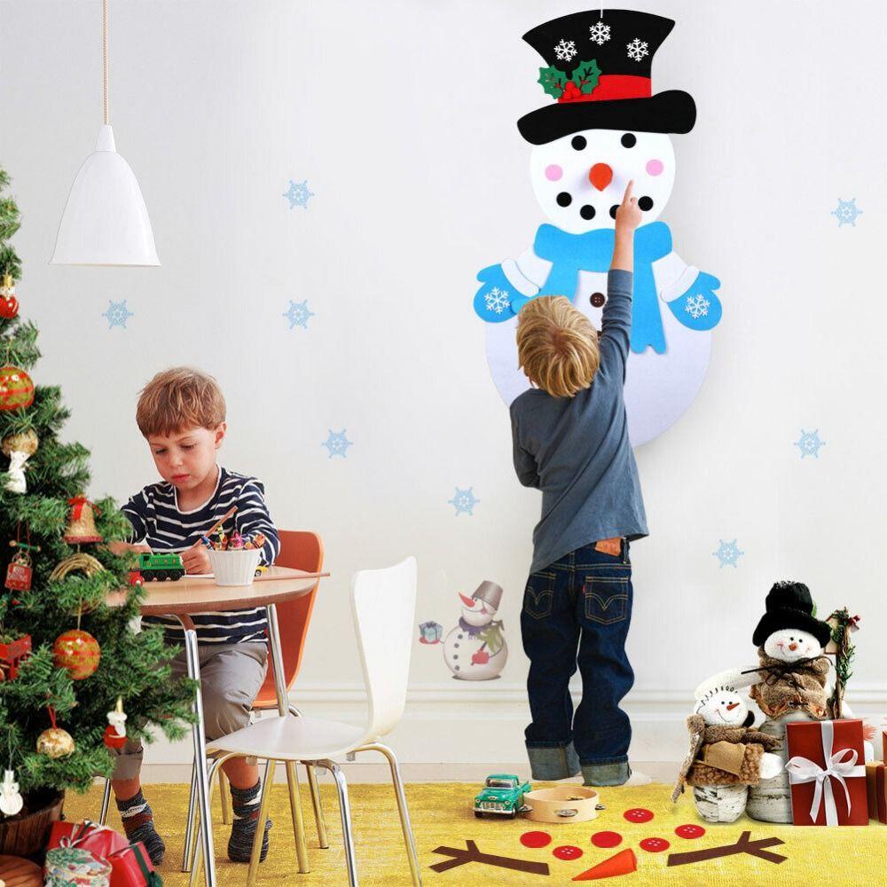 Cartoon DIY Felt Snowman Handmade Wall Hanging Snowman Christmas Snowman Pendant  Children's Toy