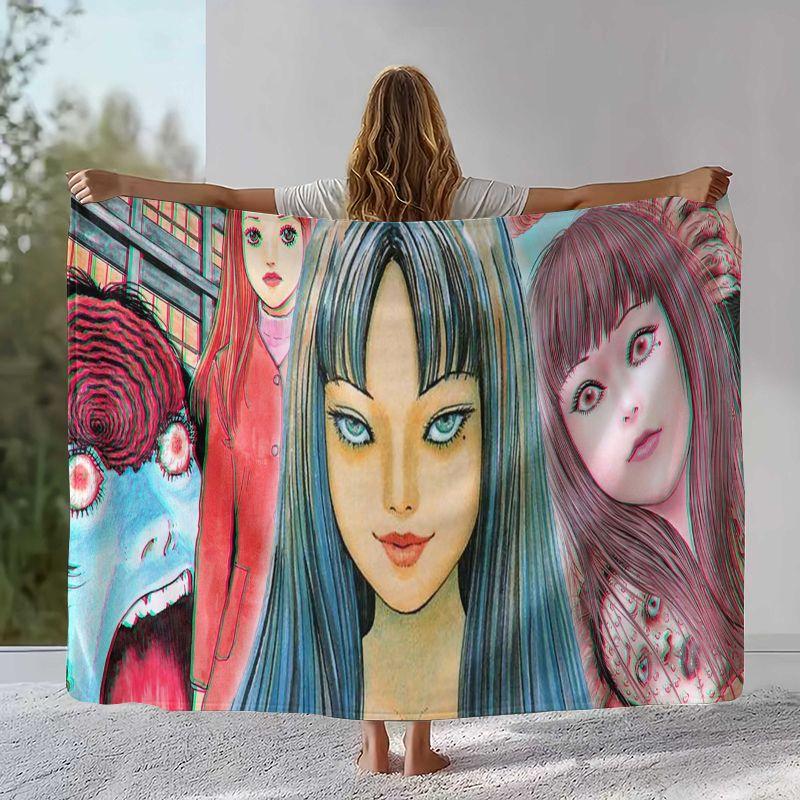 Horror Junji Ito Tomie Kawakami Ghost Flannel Blanket,Ultra Soft Warm Plush Throw for Home Bedroom Bed Sofa Cover Camping Picnic
