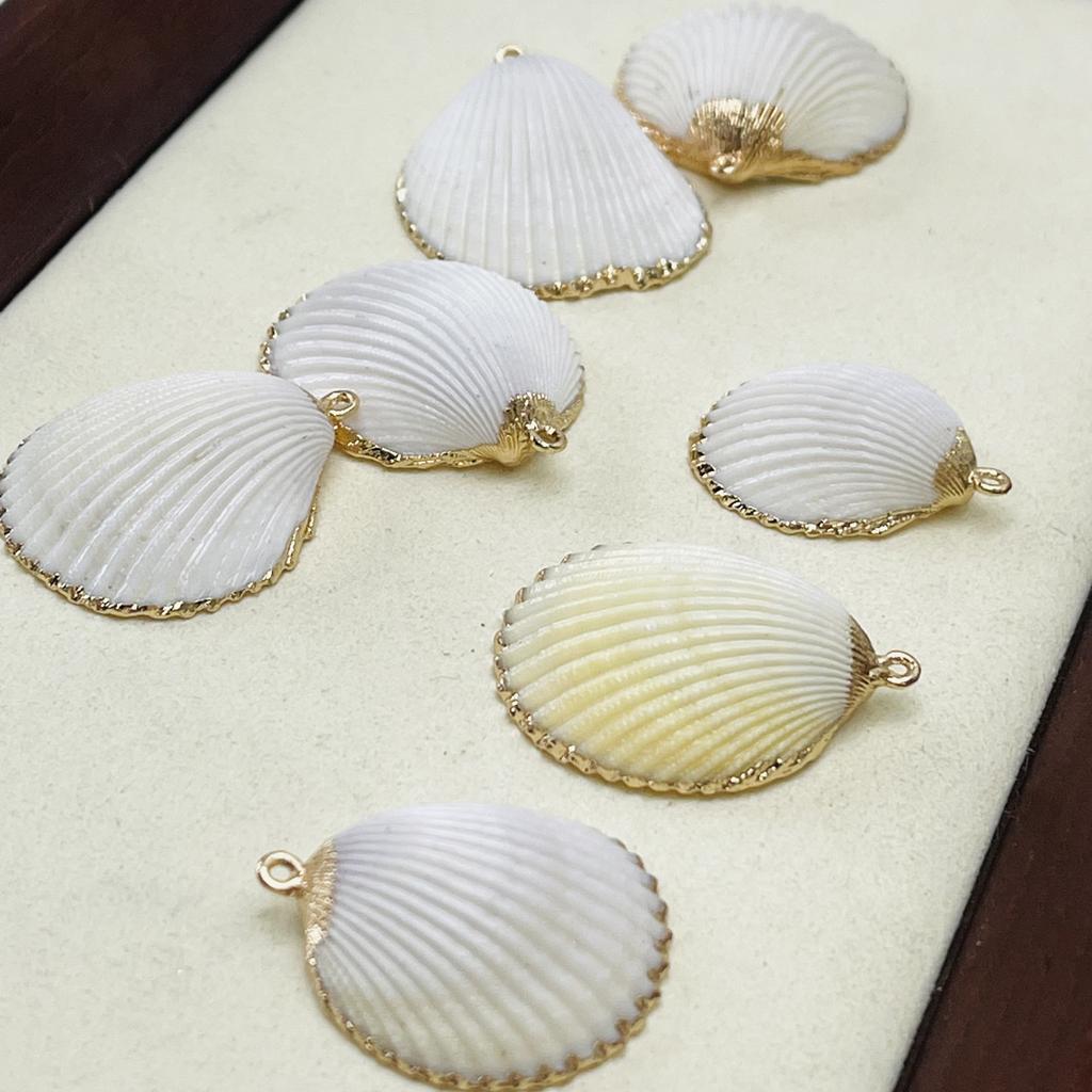10Pcs, Summer Marine Style White Natural Shell Mother of Pearl Zinc Alloy Pendant Charms for Jewelry Making DIY Necklace Accessories, Women Men Craft