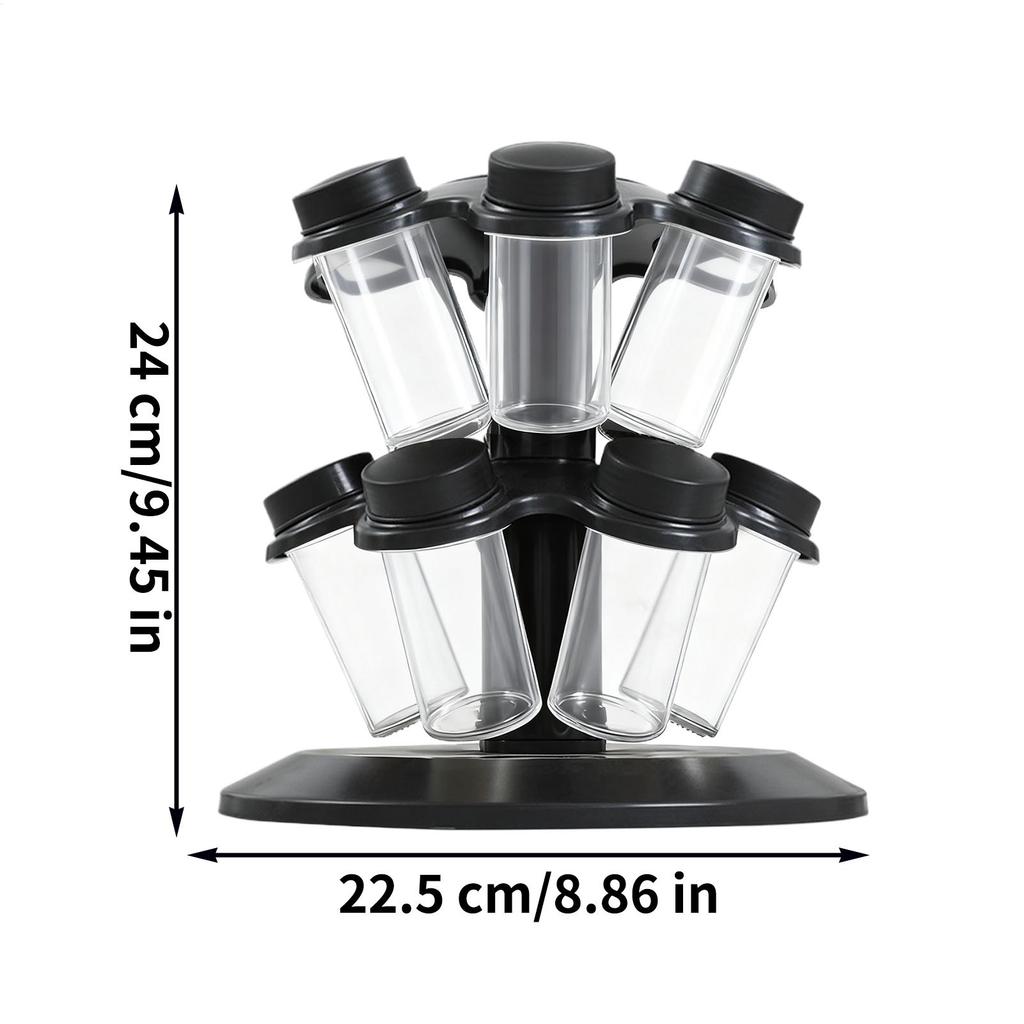Rotating Seasoning Rack 12-Jar Seasoning Storage Holder Kitchen Condiment Organizer for Cabinet Restaurant Pantry Countertop