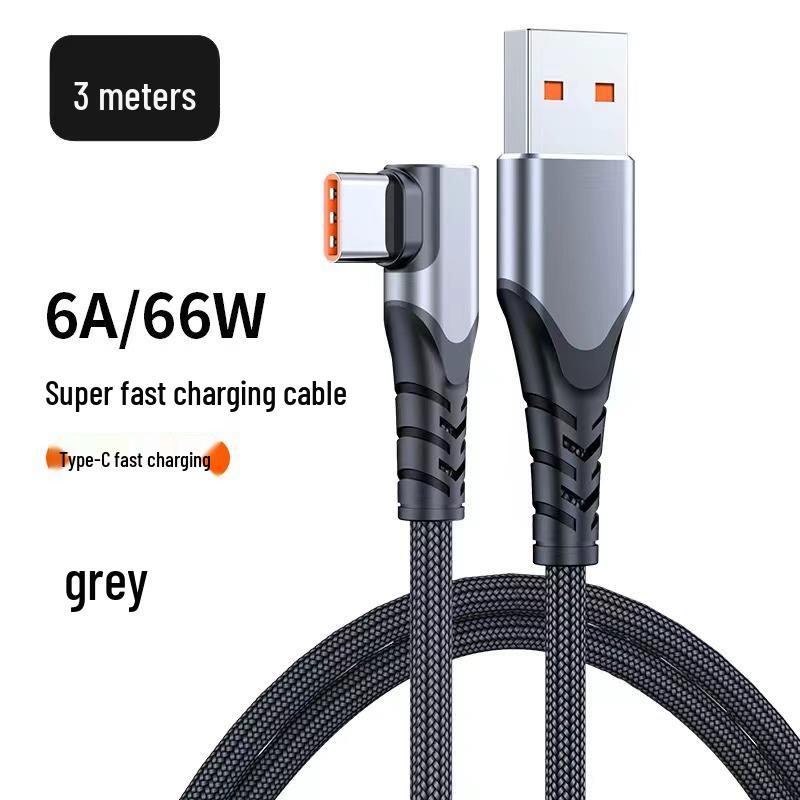 Type-C Elbow 6A Fast Charging Cable for Mobile Gaming and Super Fast Charging