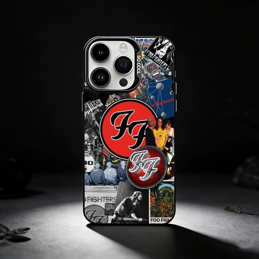 Foo F-Fighters band Phone Case For iPhone 17,16,15,14,13,12,11 Plus,Pro Max,XS,Colored silver phone case