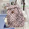 Schoolbag Female Retro Plaid Junior High School Backpack Simple Star College Style College Backpack Travel