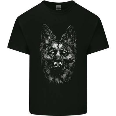 A Monochrome German Shepherd Alsatian Dog Kids T-Shirt Childrens