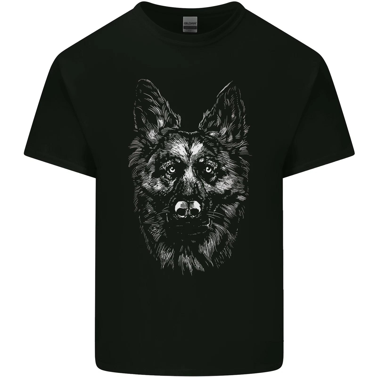 A Monochrome German Shepherd Alsatian Dog Kids T-Shirt Childrens 4XL