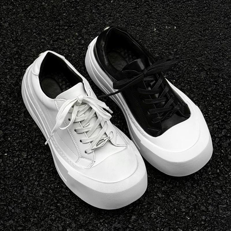 Commuter Height Increase Low-Top Single Shoes Women'S Platform Casual Board Shoes Men'S British Style Shoes Black Derby Shoes