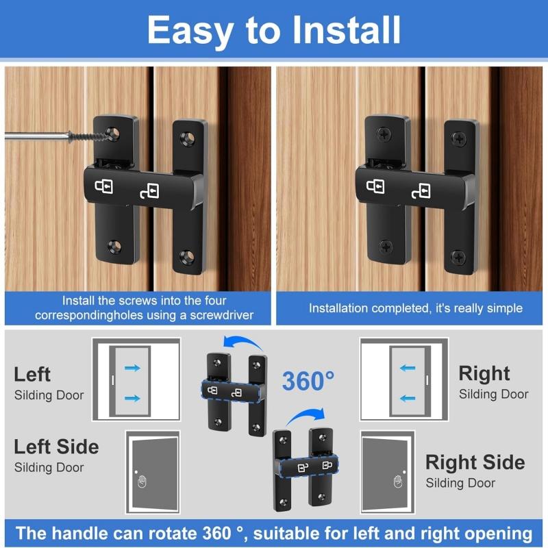 91°/181° Luminous Door Buckle Bolt Metal Hasp Latches Barn Sliding Door Swivel Slug Latch Lock for Bedroom,Garage,Shed,Cabinet