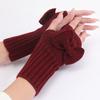 New Autumn and Winter Women's Bow Cute Fashion Gloves Knitted Warm Half Finger Fingerless Gloves