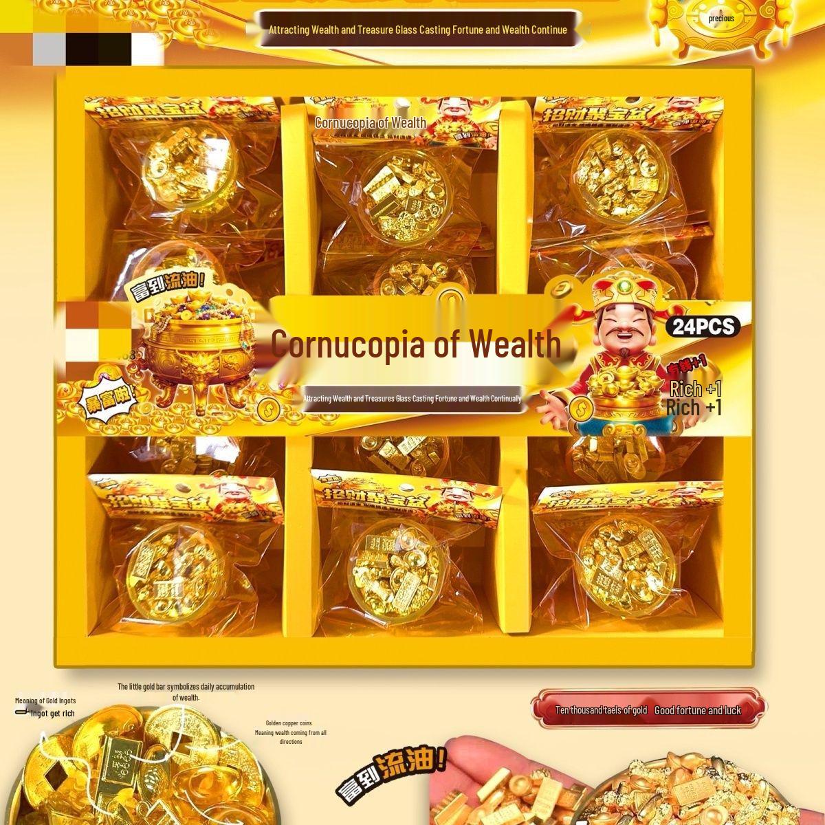 Glazed Treasure Basin: Small Gold Ingots & Bars for Wealth and Blessings – Popular Decorative Gift