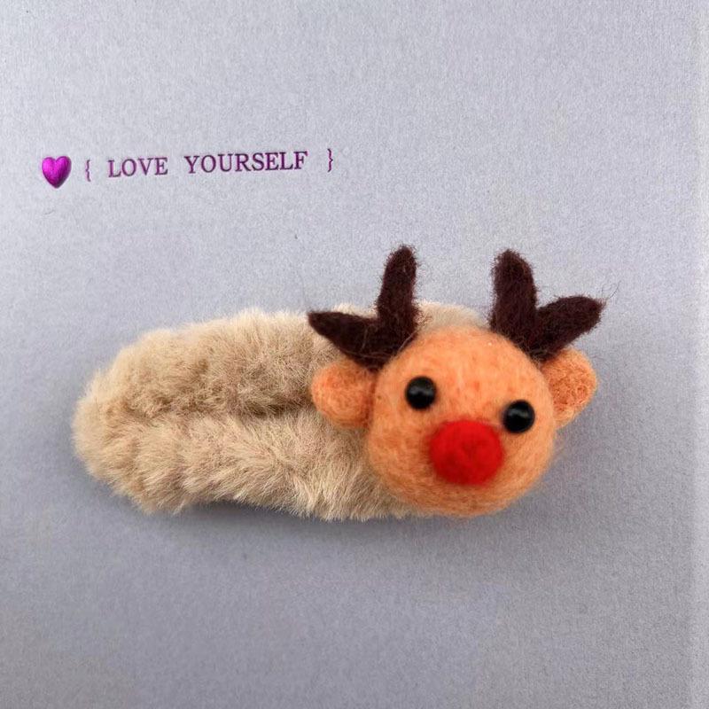 New Fluffy Reindeer & Mittens Hair Clips - Cute Wool Felt BB Clips for Autumn & Winter