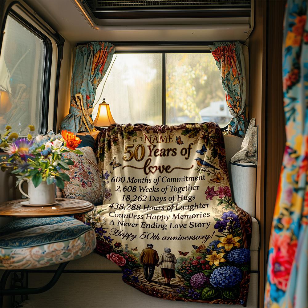 50 Years Of Love Anniversary Cozy Blanket Soft Cozy Versatile For Sofa Couch Office Bed Picnics For All Occasions Digital Print Perfect Gift For