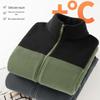 GENIOLAMODE Herren Schwergewicht 420G Colorblock Fleece Strickjacke