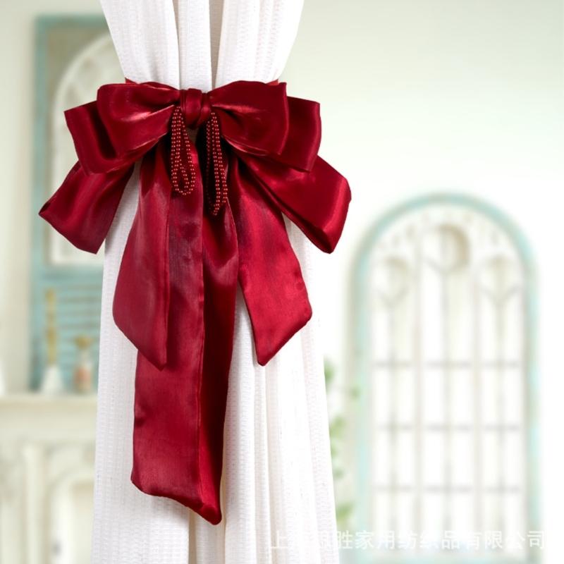 2Pieces Elegant Large Bowknot Curtain Holdbacks Straps Window Drapery Tiebacks Clips Wedding Accessories Decoration