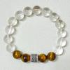 Crystal Beaded Bracelet for Women Natural Tiger Eye Stone 10mm Round Beads Bangle DIY Beading Jewelry Gifts