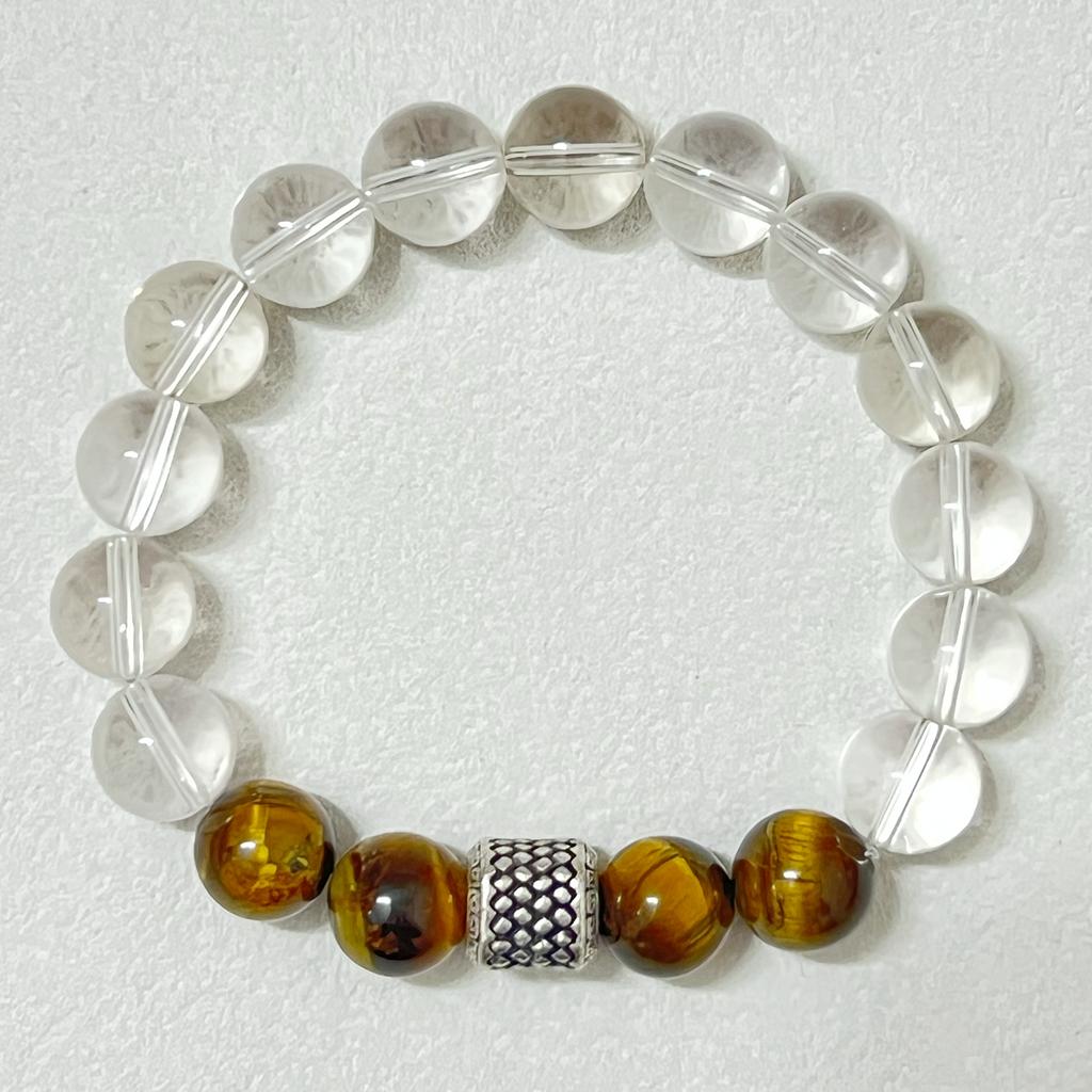 Crystal Beaded Bracelet for Women Natural Tiger Eye Stone 10mm Round Beads Bangle DIY Beading Jewelry Gifts