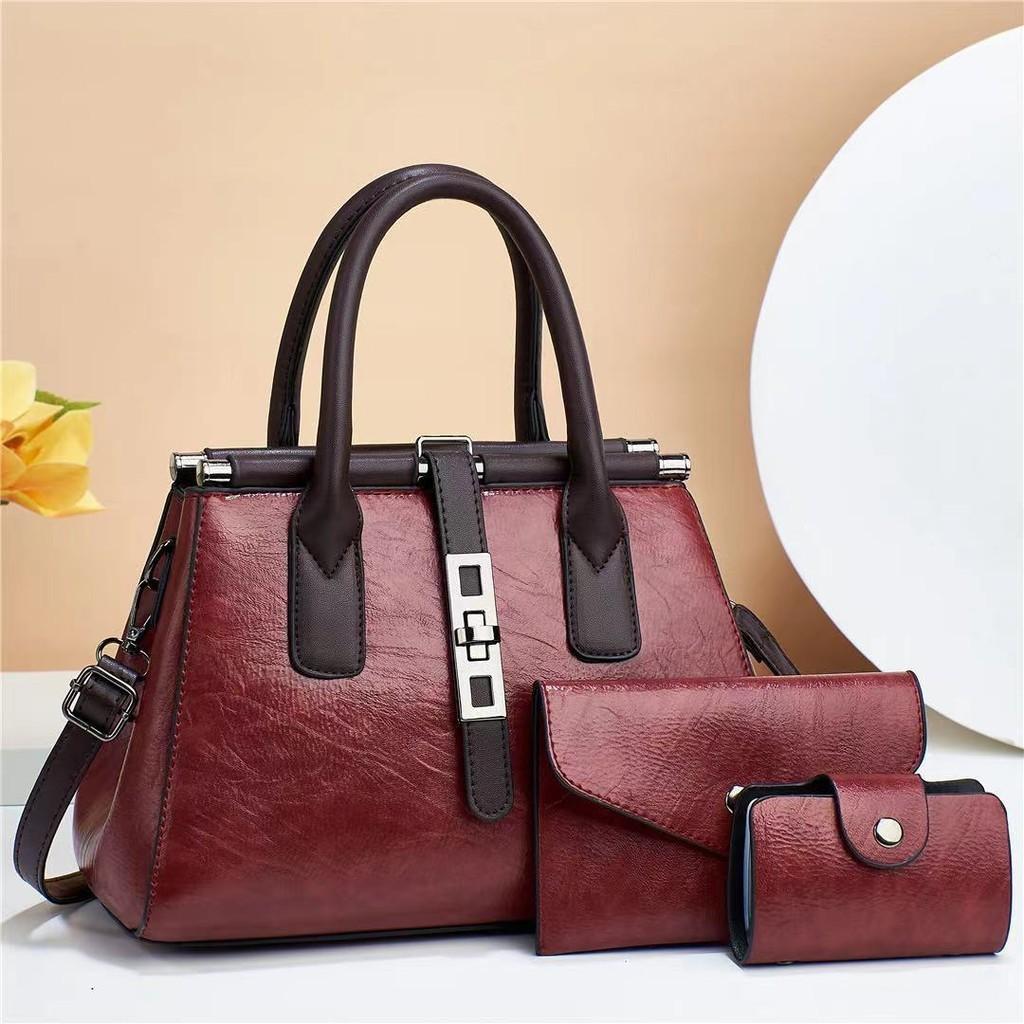 Einfache Umhängetasche Damenmode Große Tasche Dreiteiliges Set Handtasche Muttertasche PU Vielseitig Leicht Verschleißfest Urbaner Minimalistischer Stil