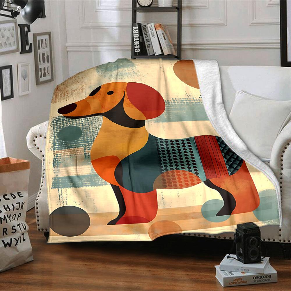 1pc Abstract Canine Lightweight Flannel Blanket, Comfortable and Warm Blanket, for Office and Camping Sofa Bed, Livingroom015