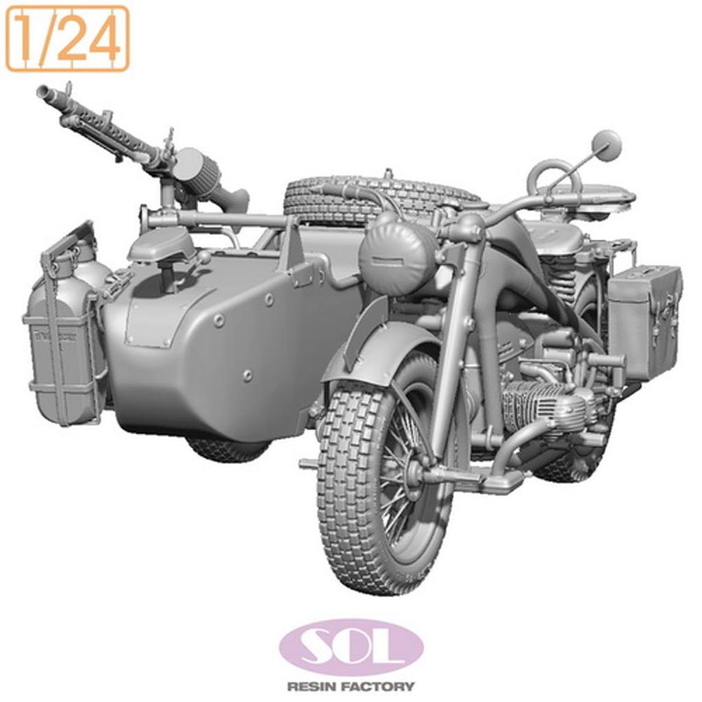 Sol Model 1/24 WWII German KS750 Military Sidecar 3D Printer Kit MM904 (Motorcycle)