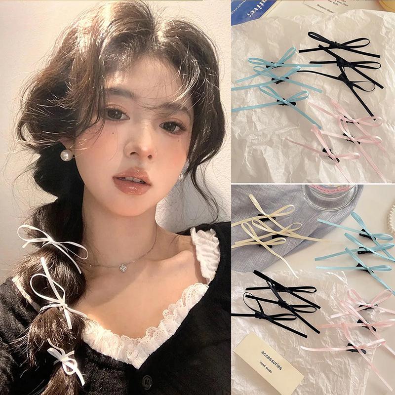3Pcs Sweet Thin Silk Ribbon Bowknot Hair Clips  Cute Barrettes For Women Girls Colorful Lace Hair Clip Hair Accessories
