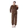 Damen Kuscheliges Korallenfleece Pyjama-Set mit Leopardenmuster - Plus Samt, Hautfreundlich, Herbst/Winter