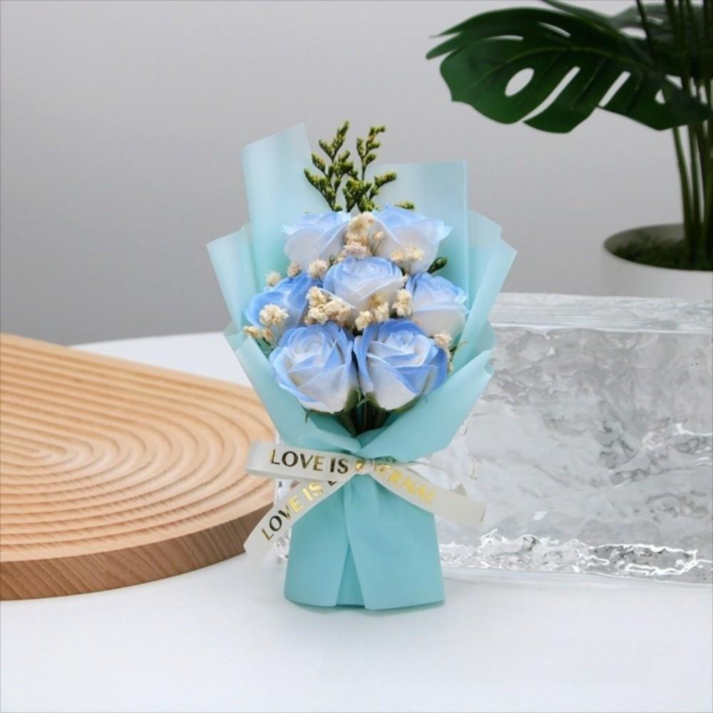 7 Heads Artificial Flower Bouquet Flower Arrangement Realistic Details Soap Flower Bouquet Table Centerpieces Mini Bouquet