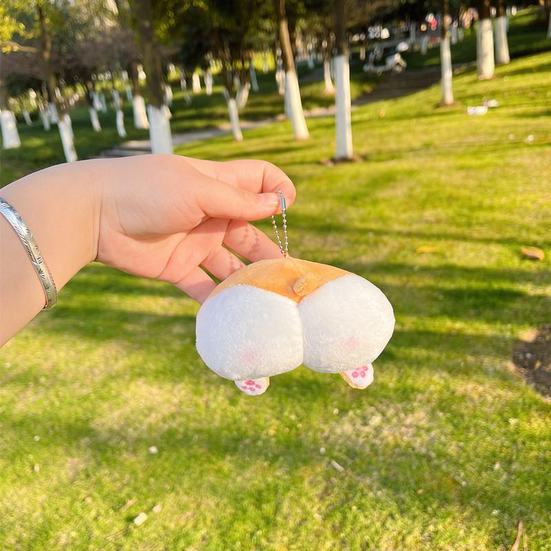 Cute Cat Butt Plush Keychain  Corgi Pig Butt Soft Fidget Toys Girls Child Bag Decoration