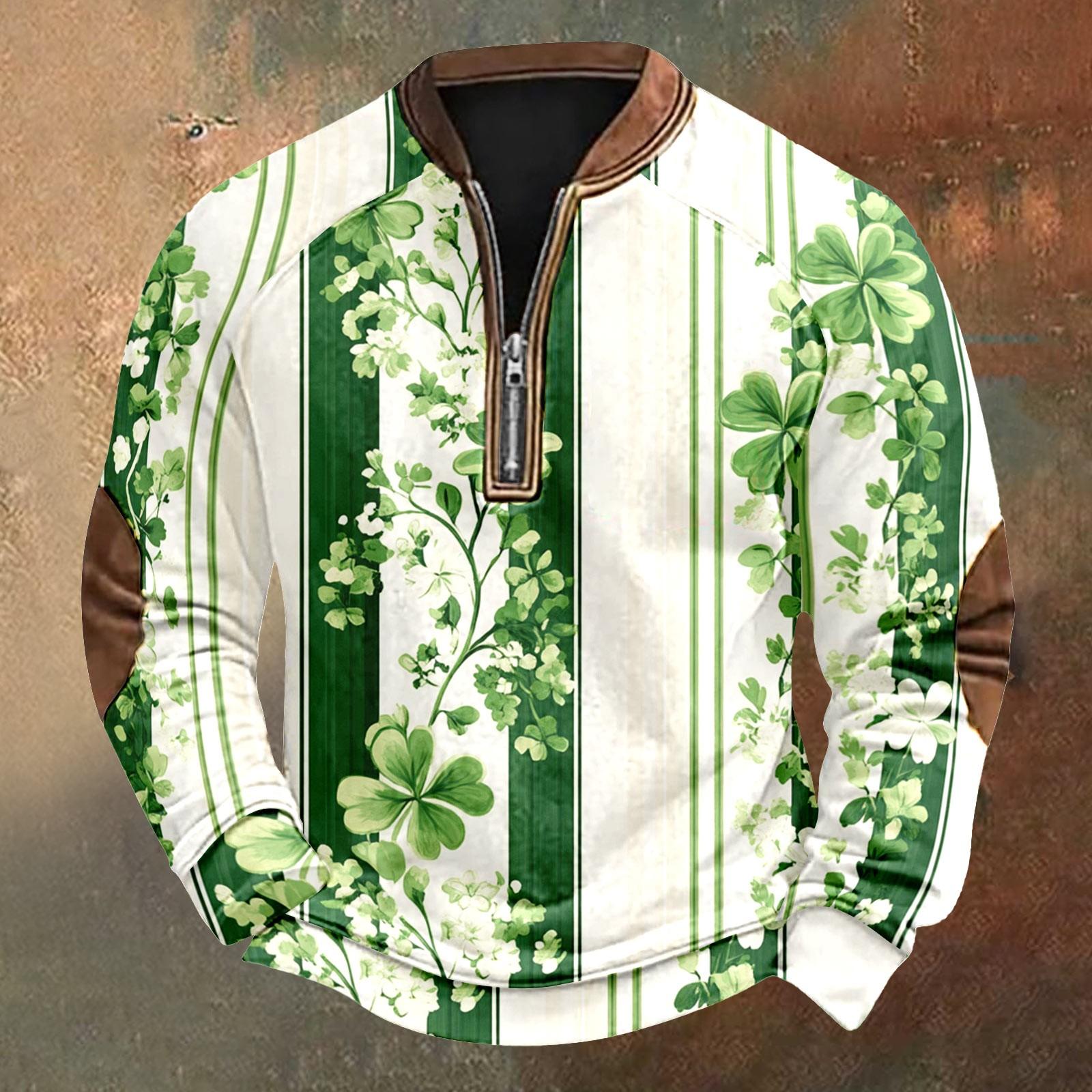 

Мужская ул.. День Патрика Винтаж Повседневный Свитшот на молнии Повседневный Топ для активного отдыха L