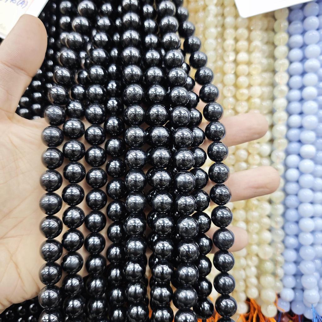 Naturalne Brazylskie Czarny Turmal Kostki Okrągłe Koraliki do Bransoletek DIY