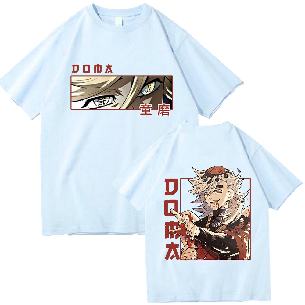2025 Anime Demon Slayer Douma T-Shirts Man Women Summer Casual O-Neck Short Sleeve Shirts