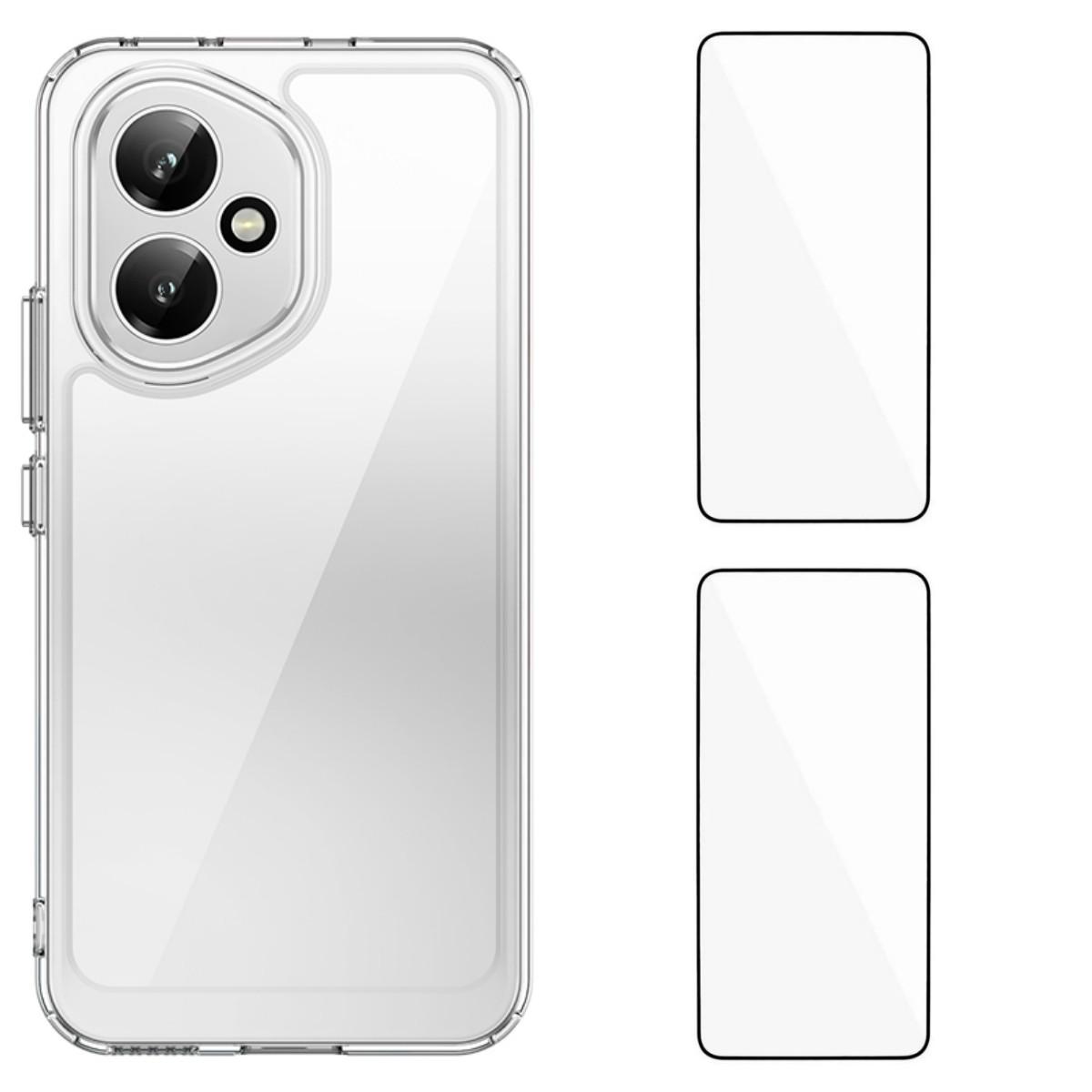 

Для Honor 400 5G (Глобальный) Прозрачный чехол для телефона WANLONFENG серии MF2 из ТПУ и акрила с 2 шт. закаленного стекла Transparent