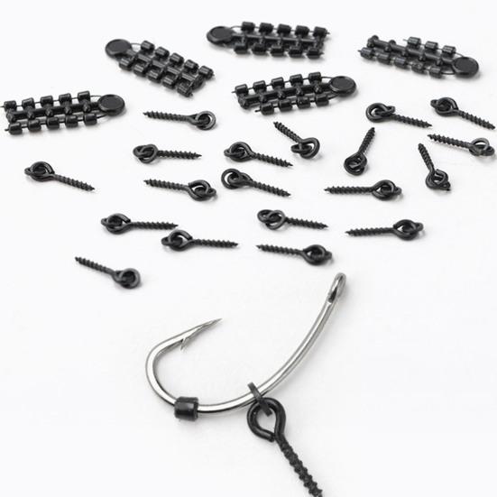 70Pcs/Set Carp Fishing Accessories Set with Storage Box Portable Round Oval Ring Screws Swivels Black Blocking Beans Carp Fishing Gear Equipment Kit