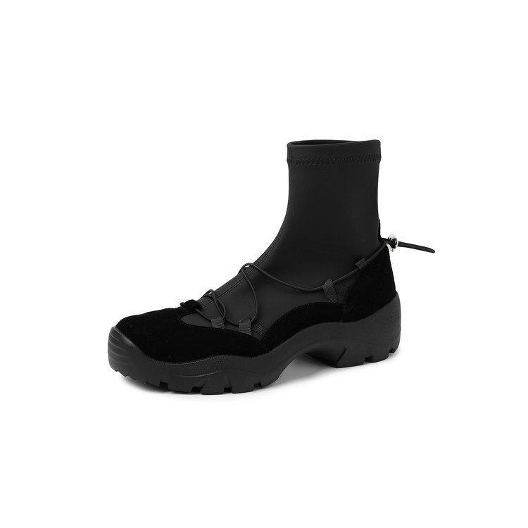 Soft Leather Version~ Retro Thick-soled Height-increasing and Thin Casual Martin Boots Women's Niche Design Sense Splicing Elastic Thin Boots