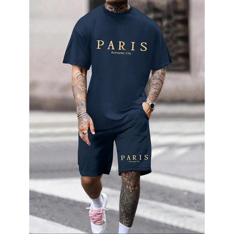 

Fashion Casual Vacation Summer Men s Suit 3D Printed Sportswear Short-sleeved Suit Oversized Round Neck T-shirt Shorts 2-piece XXS