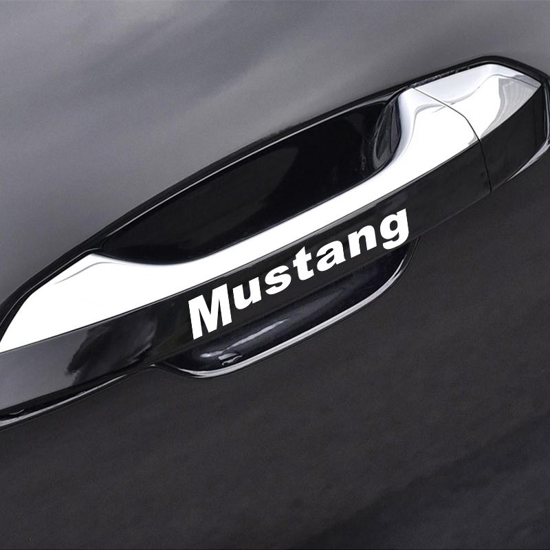 4Pcs Car Door Handle Stickers Tire Rear View Mirror Decals For Ford Mustang ST Line Mondeo Focus Fiesta Escape Kuga Ecosport Ranger EXplorer Stickers