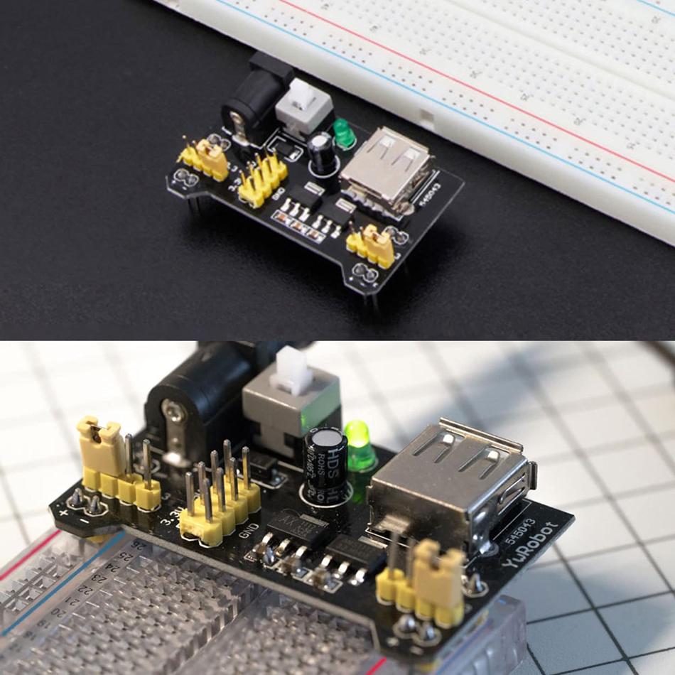 3 Sätze 3,3 V 5 V MB102 Lötfreies Steckbrett Stromversorgungsmodul mit 9V Batterieklemme Stromkabel 2,1 x 5,5 mm Stecker DC-Buchse