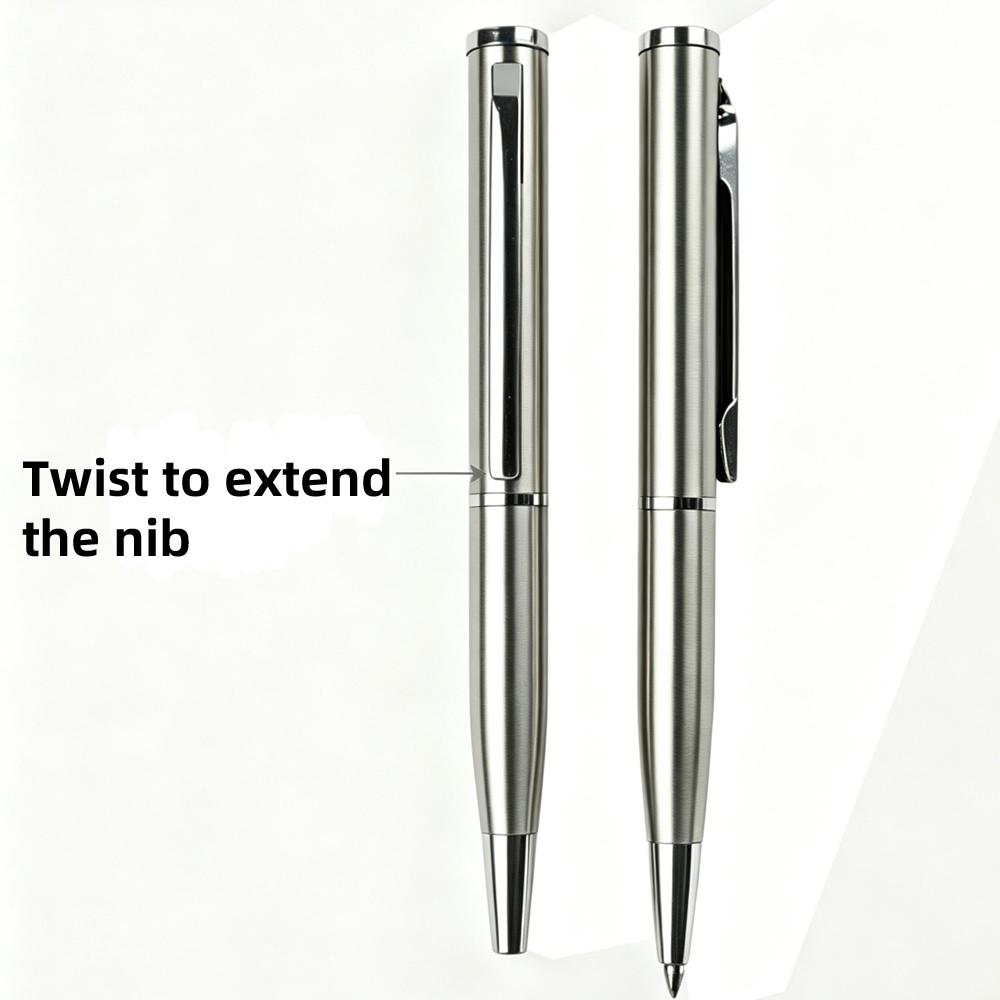 Portable Twist Tiny Ballpoint Pen Set Pocket-Sized Pen + 10 Black/Blue Ink Refills 0.7mm Point Metal Pocket Ballpen Travel Daily